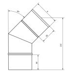 Komínové nerezové koleno 45° - ovál 120x210mm (= ø 170mm), tl. mat. 0,8mm – obrázek 2