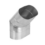 Komínové nerezové koleno 45° - ovál 120x245mm (= ø 190mm), tl. mat. 0,8mm