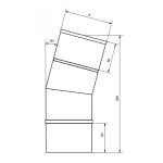 Komínové nerezové koleno 15° - ovál 120x180mm (= ø 150mm), tl. mat. 0,8mm – obrázek 2