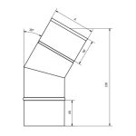 Komínové nerezové koleno 30° - ovál 120x245mm (= ø 190mm), tl. mat. 0,8mm – obrázek 2